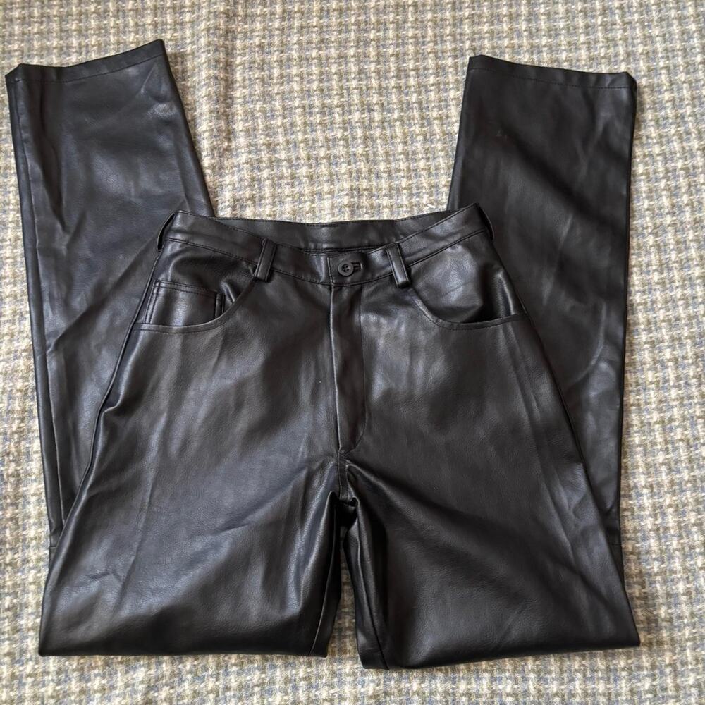 Vintage 80s/90s Black Neutral Zone Biker Faux Leather High-Waisted Pants